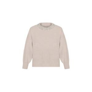 NEW THEO THE LABEL women's nomia embellished oversized pullover in oatmilk